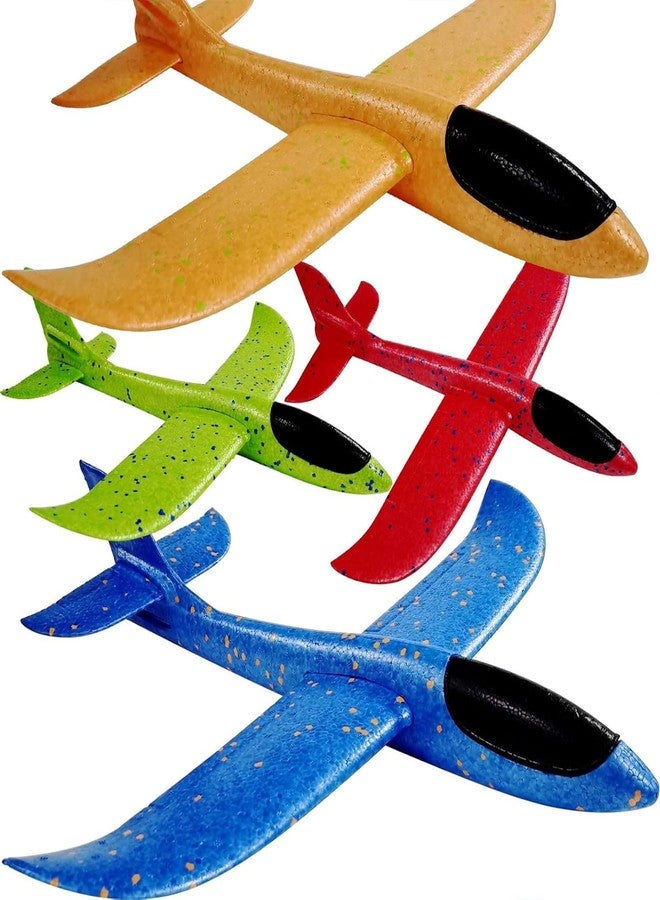 PLMMOUT 4 Pack Foam Airplanes,17.5" Large Throwing Foam Plane,Airplane Toys for Kids,2 Flight Mode Glider Plane Outdoor Toys,Foam Airplane Party Favors Birthday Gifts for 3 4 5 6 7 Year Old Boy - Image 1